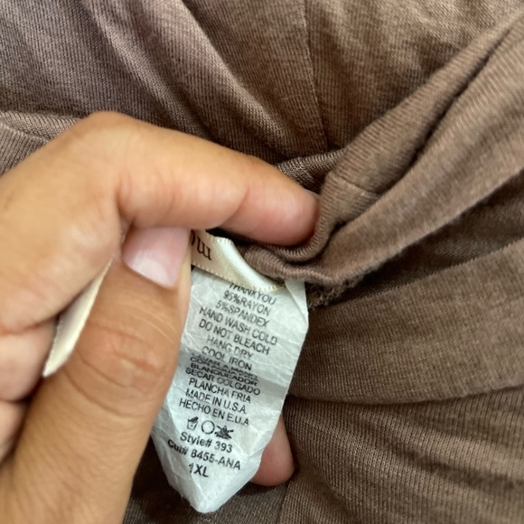 MOA Collection Plus Size 3/4 Sleeves A-Line Swing Trapeze Midi Dress Taupe Mocha - Picture 7 of 13